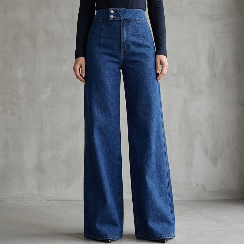 Women's Wide Jeans | High-Waisted with Buttons