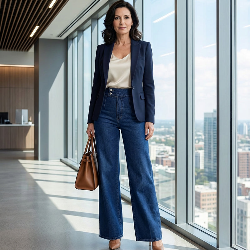 Women's Wide Jeans | High-Waisted with Buttons