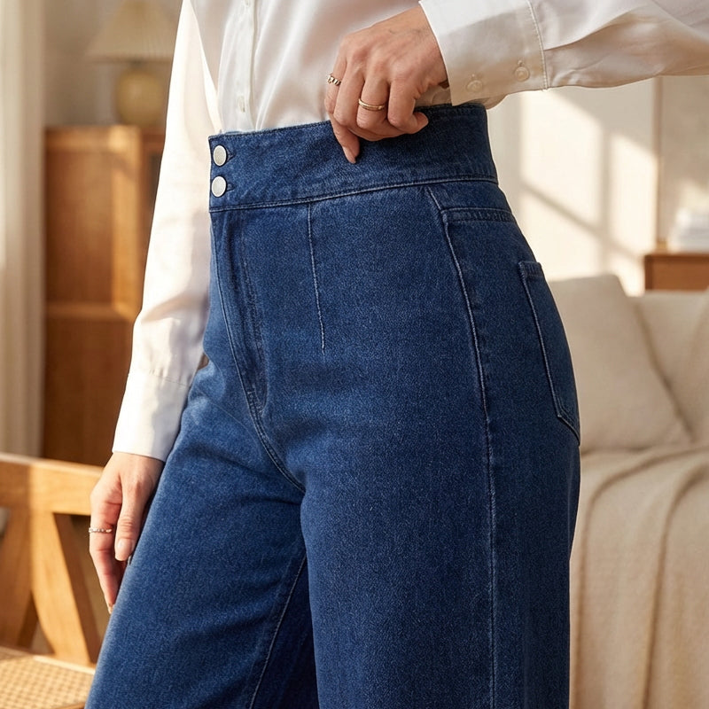 Women's Wide Jeans | High-Waisted with Buttons