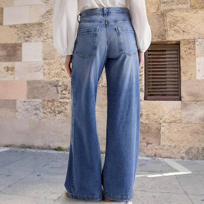 Wide women's jeans | with high waist and pockets