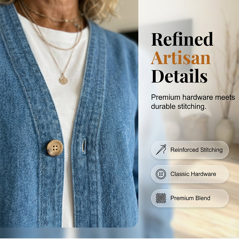 🌸⏳ 3 DAYS: 50% DISCOUNT! Classic Women's Denim Jacket – V-Neck, Button Placket & Relaxed Casual Fit ✨🧥