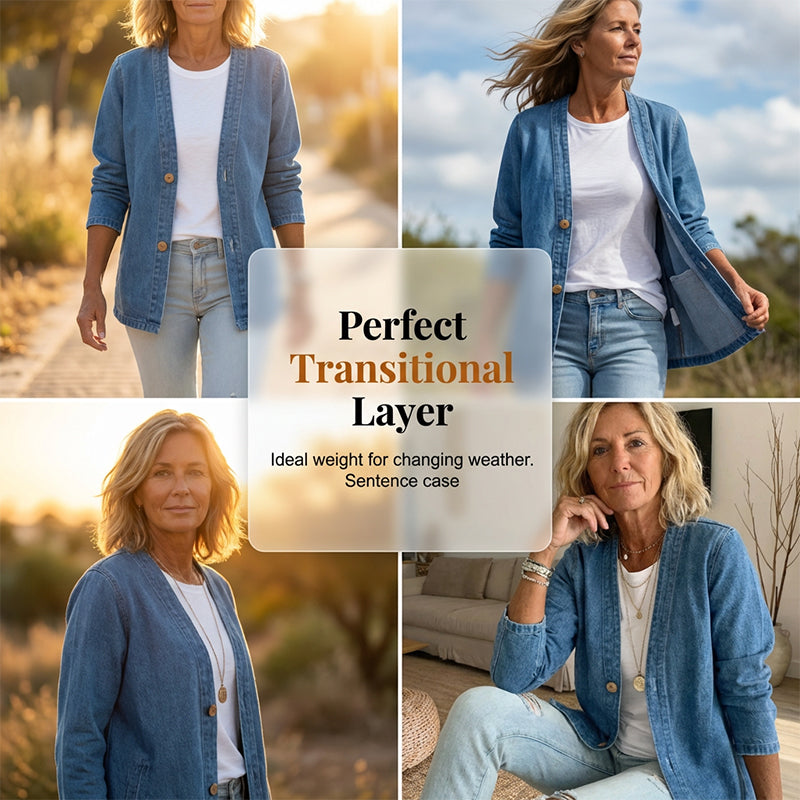 🌸⏳ 3 DAYS: 50% DISCOUNT! Classic Women's Denim Jacket – V-Neck, Button Placket & Relaxed Casual Fit ✨🧥