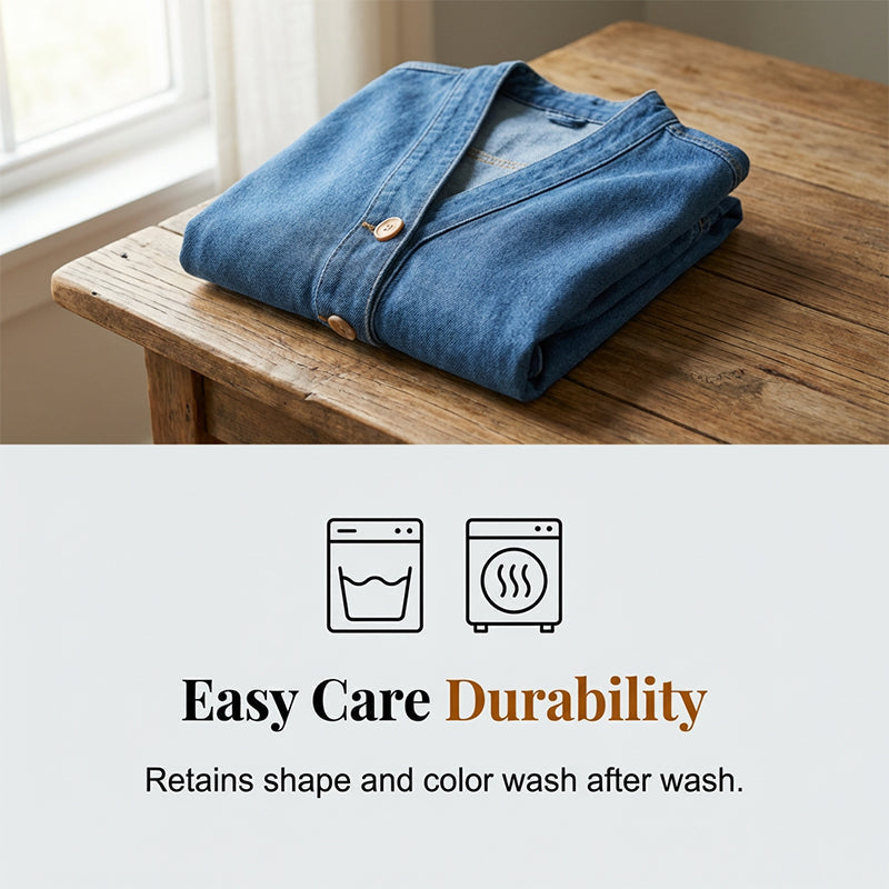🌸⏳ 3 DAYS: 50% DISCOUNT! Classic Women's Denim Jacket – V-Neck, Button Placket & Relaxed Casual Fit ✨🧥