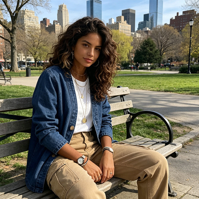 🌸⏳ 3 DAYS: 50% DISCOUNT! Classic Women's Denim Jacket – V-Neck, Button Placket & Relaxed Casual Fit ✨🧥