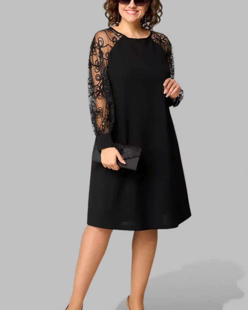 Women's Dress | Elegant Dress with Lace Sleeves