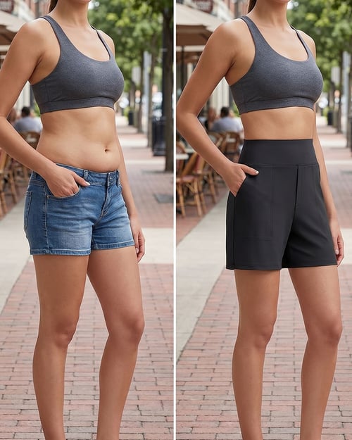 Phaedora - High-waisted shorts for women with deep pockets