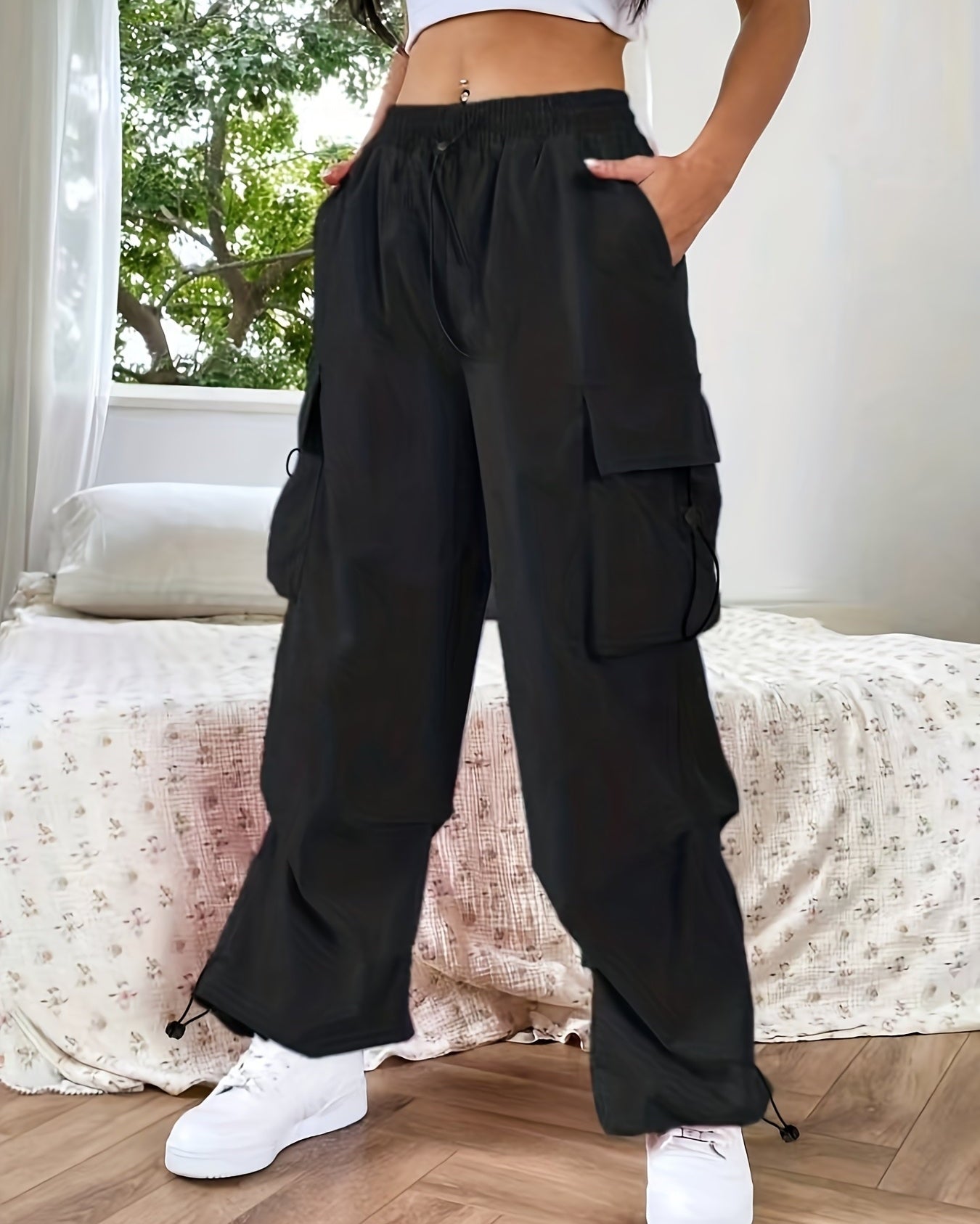 Kimberly | Women's Wide Leg Cargo Pocket Casual Pants