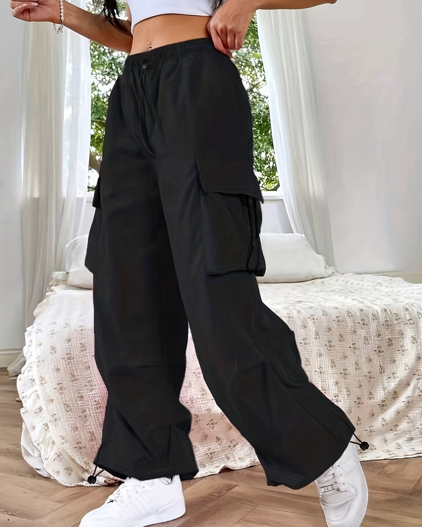 Kimberly | Women's Wide Leg Cargo Pocket Casual Pants