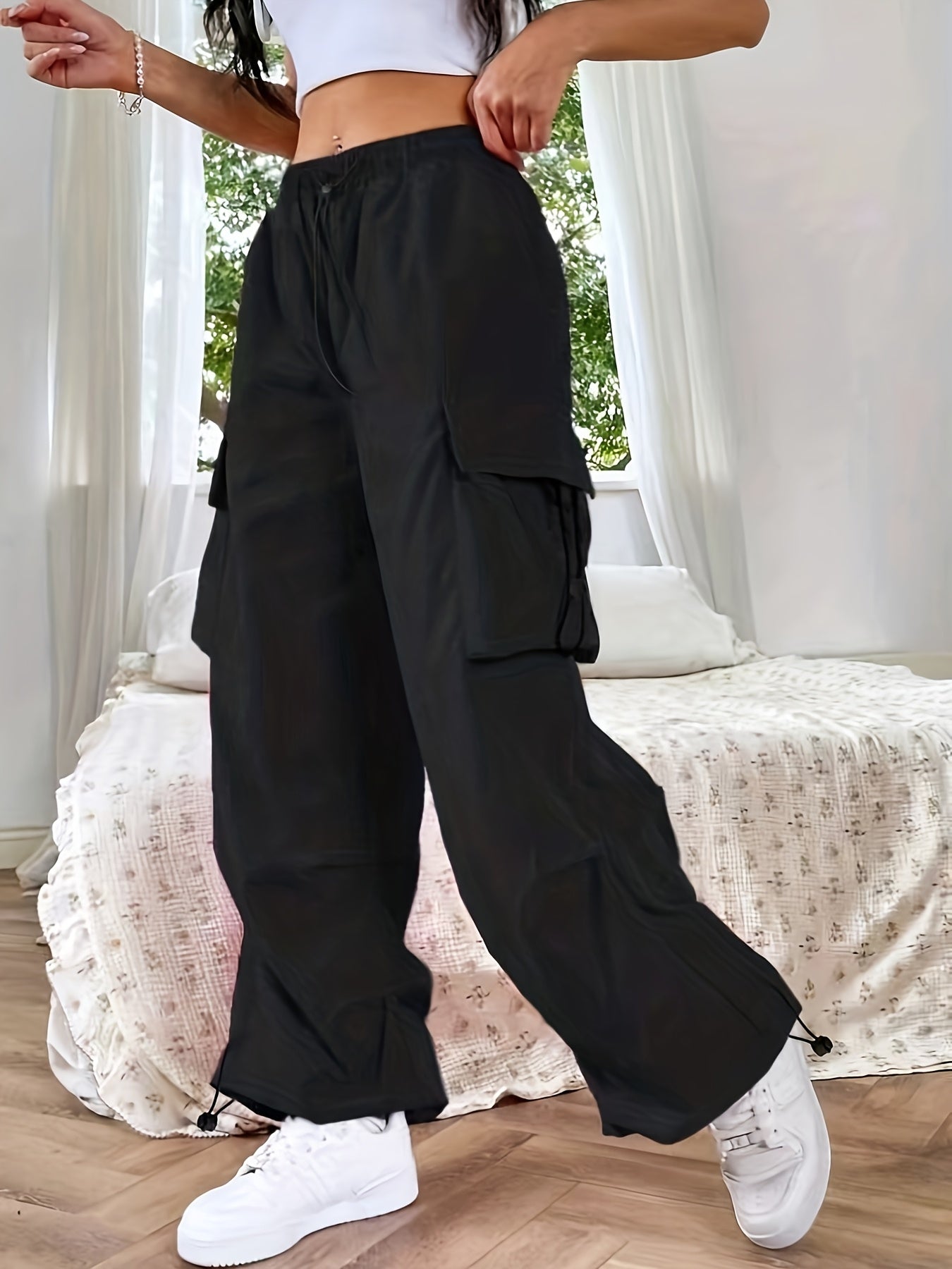 Kimberly | Women's Wide Leg Cargo Pocket Casual Pants