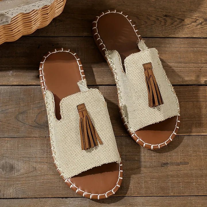 Aria | Women's Slide Sandals Open Toe Tassel Bohemian Flat
