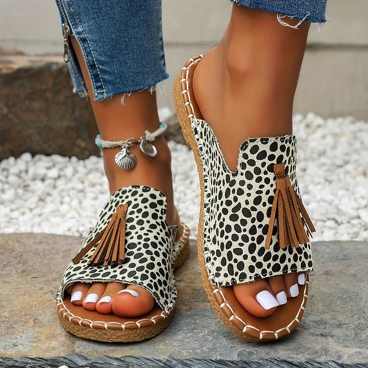 Aria | Women's Slide Sandals Open Toe Tassel Bohemian Flat