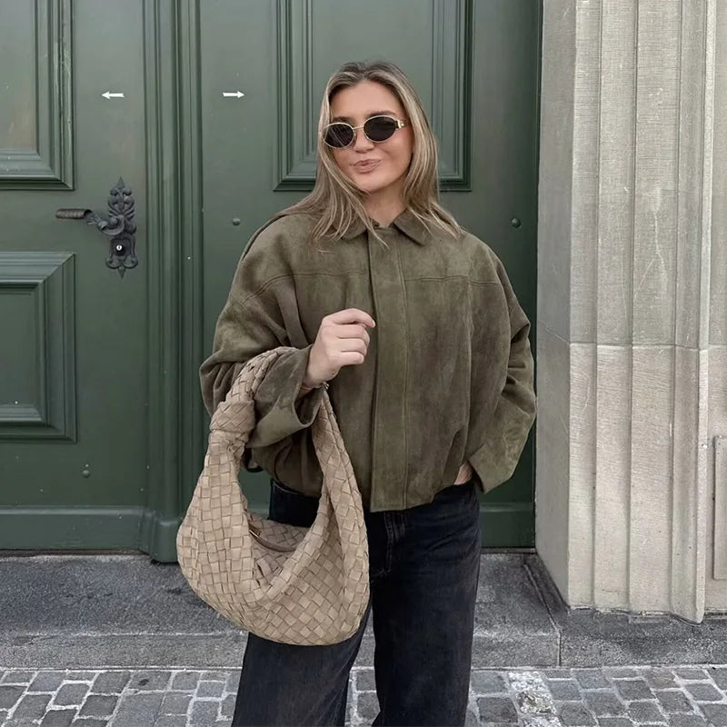 Brooklyn | Women's Oversized Cropped Bomber Jacket